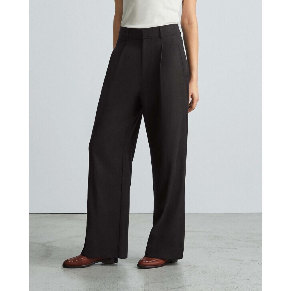 EVERLANE Womans The Way-High Drape Pleated Pant in Black Size 8